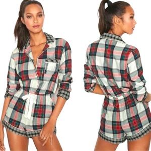 Victoria's Secret Flannel Sleep Romper Stewart Plaid